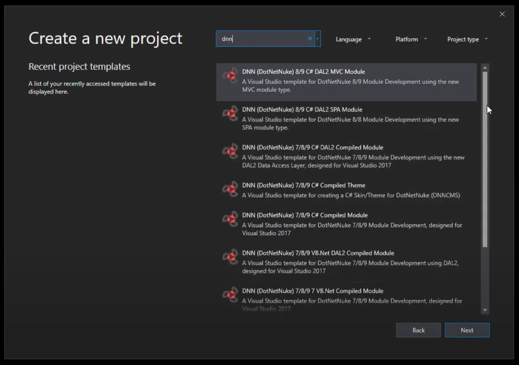 DotNetNuke development templates in Visual Studio